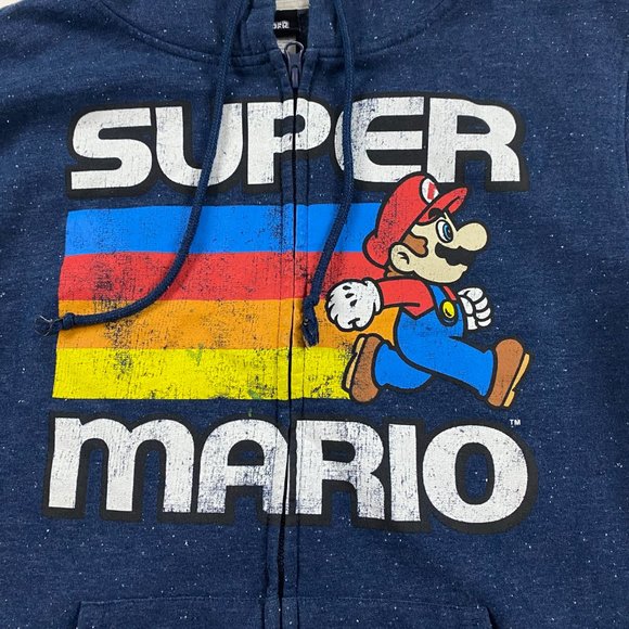 Super Mario 2016 Hoodie Adult Medium Nintendo Fifth Sun Blue Cotton Polyester - Picture 3 of 9